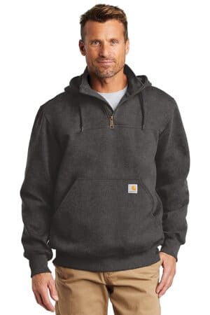 Carhartt Men's New Navy Rain Defender Paxton Heavyweight Hooded Zip Mock Sweatshirt