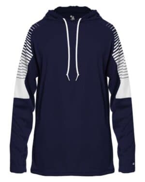 NAVY Badger 4211 lineup hooded long sleeve t-shirt
