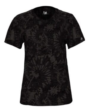 BLACK TIE-DYE Badger 4974 women's tie-dyed tri-blend t-shirt