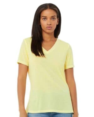 PALE YELLOW TRIBLEND 6415 women's relaxed triblend short sleeve v-neck tee