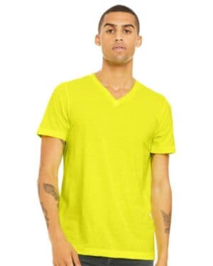 NEON YELLOW Bella canvas 3005CVC heather cvc v-neck tee