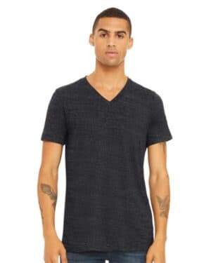 CHARCOAL BLACK SLUB Bella canvas 3655 textured jersey v-neck tee