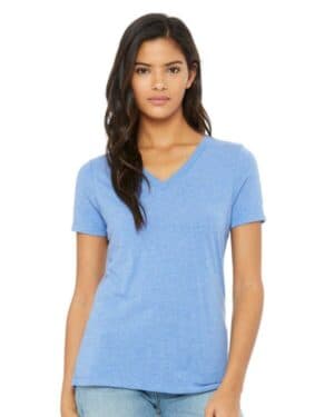 6415 women's relaxed triblend short sleeve v-neck tee