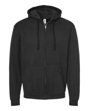 BLACK Tultex 331 unisex full-zip hooded sweatshirt