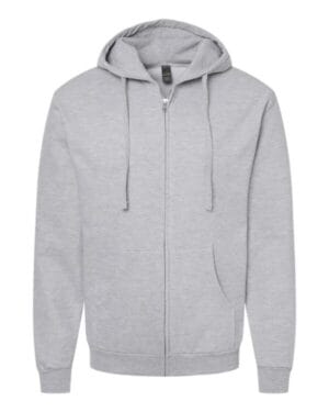 HEATHER GREY Tultex 331 unisex full-zip hooded sweatshirt