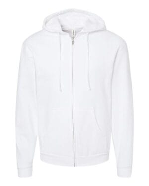 WHITE Tultex 331 unisex full-zip hooded sweatshirt
