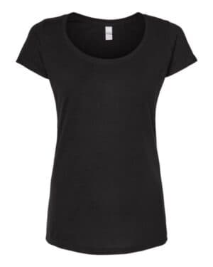 BLACK Tultex 243 women's poly-rich scoop neck t-shirt