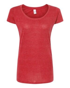 HEATHER RED Tultex 243 women's poly-rich scoop neck t-shirt
