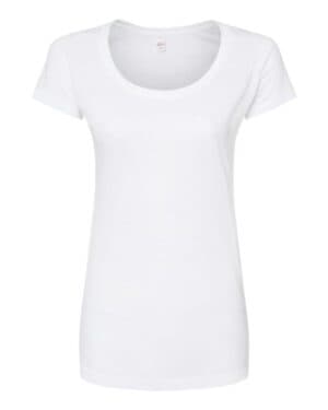 WHITE Tultex 243 women's poly-rich scoop neck t-shirt