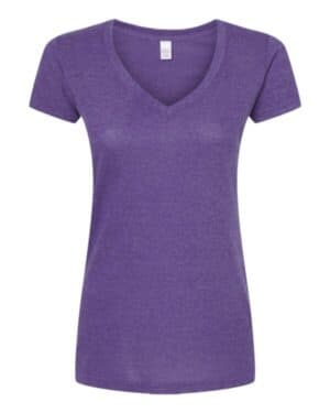 HEATHER PURPLE Tultex 244 women's poly-rich v-neck t-shirt
