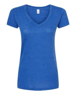 HEATHER ROYAL Tultex 244 women's poly-rich v-neck t-shirt