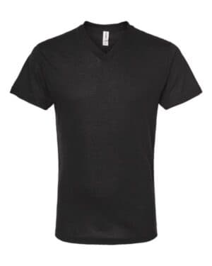 BLACK Tultex 207 poly-rich v-neck t-shirt