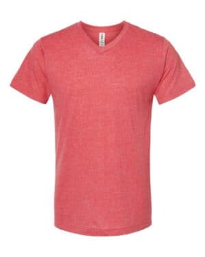 HEATHER RED Tultex 207 poly-rich v-neck t-shirt