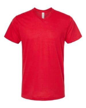 RED Tultex 207 poly-rich v-neck t-shirt