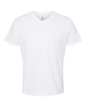 WHITE Tultex 207 poly-rich v-neck t-shirt