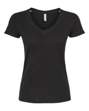 BLACK Tultex 214 women's fine jersey v-neck t-shirt