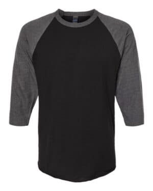 BLACK/ HEATHER CHARCOAL Tultex 245 fine jersey raglan t-shirt