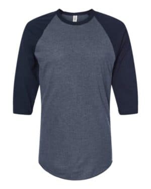HEATHER DENIM/ NAVY Tultex 245 fine jersey raglan t-shirt