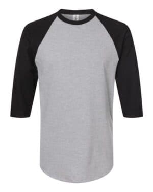 HEATHER GREY/ BLACK Tultex 245 fine jersey raglan t-shirt