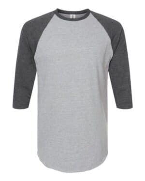HEATHER GREY/ HEATHER CHARCOAL Tultex 245 fine jersey raglan t-shirt