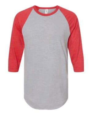 HEATHER GREY/ HEATHER RED Tultex 245 fine jersey raglan t-shirt
