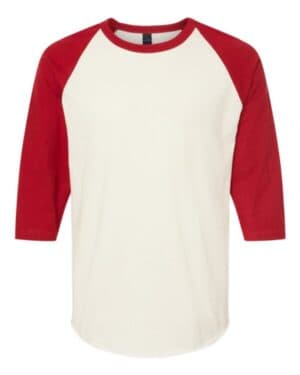 VINTAGE WHITE/ RIO RED Tultex 245 fine jersey raglan t-shirt