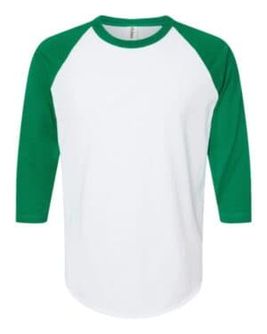 WHITE/ KELLY Tultex 245 fine jersey raglan t-shirt