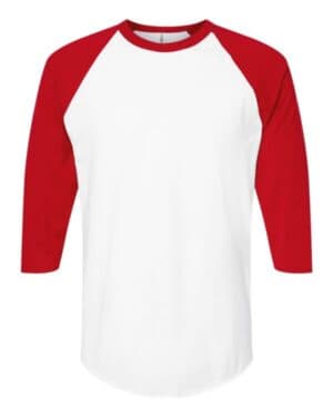WHITE/ RED Tultex 245 fine jersey raglan t-shirt