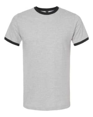 HEATHER GREY/ BLACK Tultex 246 fine jersey ringer t-shirt