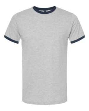 HEATHER GREY/ NAVY Tultex 246 fine jersey ringer t-shirt