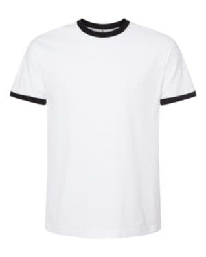 WHITE/ BLACK Tultex 246 fine jersey ringer t-shirt
