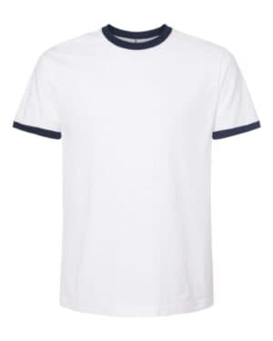 WHITE/ NAVY Tultex 246 fine jersey ringer t-shirt