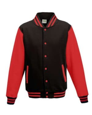 JET BLACK/ FIRE RED Awdis JHA043 letterman jacket