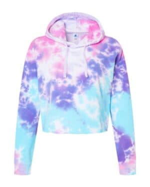 Colortone 8333 women's tie-dyed crop hooded sweatshirt