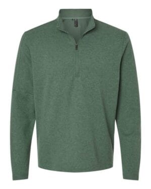 GREEN OXIDE MELANGE Adidas A554 3-stripes quarter-zip sweater