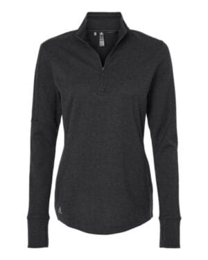 BLACK MELANGE Adidas A555 women's 3-stripes quarter-zip sweater