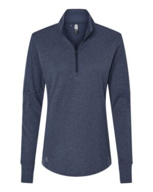 COLLEGIATE NAVY MELANGE Adidas A555 women's 3-stripes quarter-zip sweater