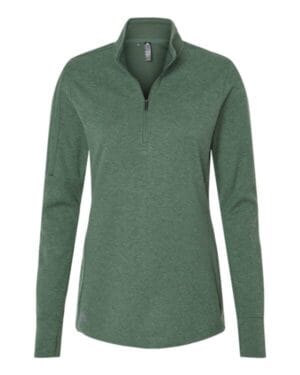GREEN OXIDE MELANGE Adidas A555 women's 3-stripes quarter-zip sweater