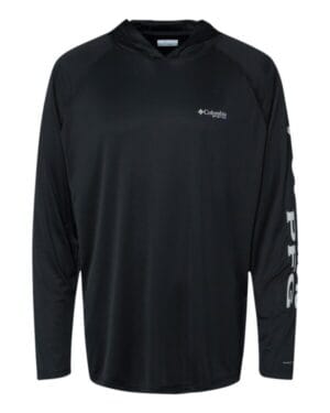 BLACK/ COOL GREY 153617 pfg terminal tackle hooded long sleeve t-shirt