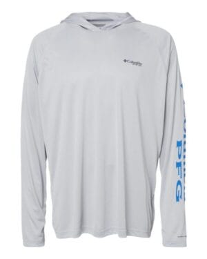 COOL GREY/ VIVID BLUE 153617 pfg terminal tackle hooded long sleeve t-shirt