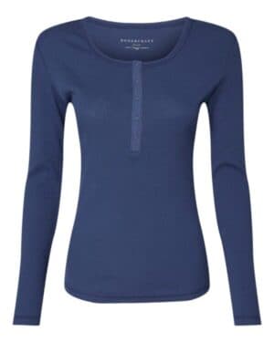 NAVY Boxercraft BW2402 women's harper long sleeve henley