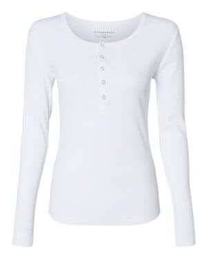 WHITE Boxercraft BW2402 women's harper long sleeve henley