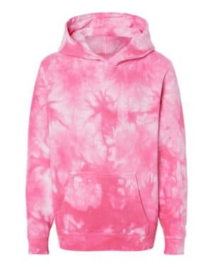 TIE DYE PINK PRM1500TD youth midweight tie-dyed hooded sweatshirt