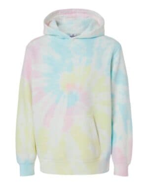 TIE DYE SUNSET SWIRL PRM1500TD youth midweight tie-dyed hooded sweatshirt