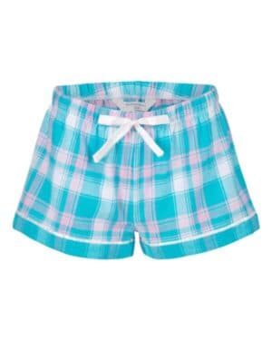 TEAL SOPHIA PLAID Boxercraft BW6501 women's flannel shorts
