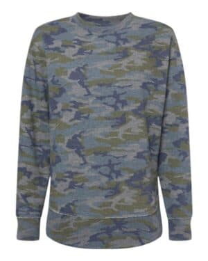 VINTAGE CAMO Lat 3525 women's weekend fleece crewneck sweatshirt