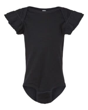 BLACK Rabbit skins 4439 infant flutter sleeve baby rib bodysuit
