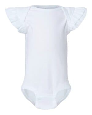WHITE Rabbit skins 4439 infant flutter sleeve baby rib bodysuit