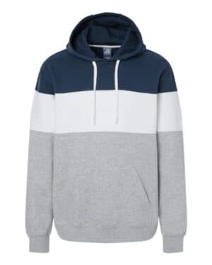 NAVY/ OXFORD 8644 varsity fleece colorblocked hooded sweatshirt