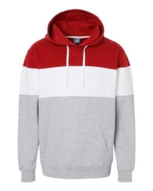 RED/ OXFORD 8644 varsity fleece colorblocked hooded sweatshirt